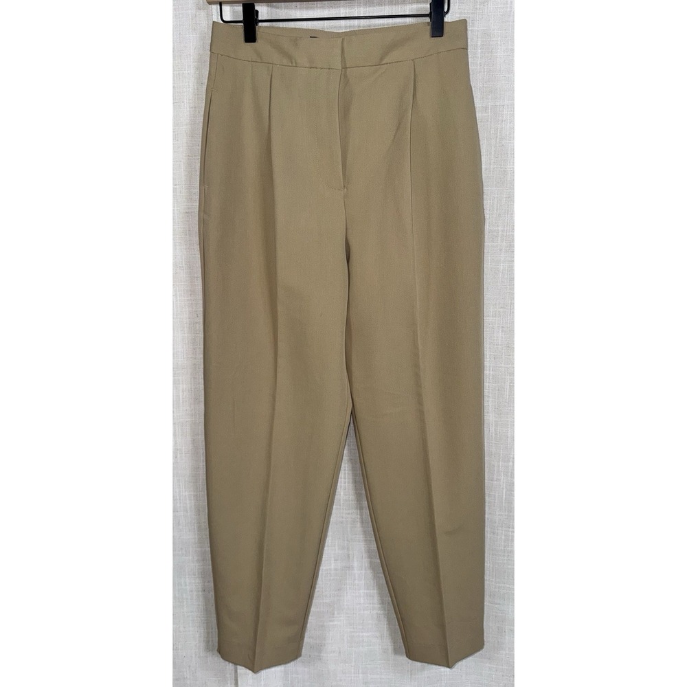NWT Zara Women's S Khaki High Waisted Trousers Casual Dress Pants Slacks NEW